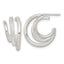 Sterling Silver Polished CZ 3-Row C-Hoop Post Earrings