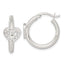 Sterling Silver Polished CZ Heart Round Hoop Earrings