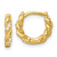 Sterling Silver Gold-tone Polished and Twisted CZ Round Hinged Hoop Earrings