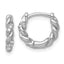 Sterling Silver Rhodium-plated Polished and Twisted CZ Round Hinged Hoop Earrings