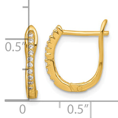 Sterling Silver Gold-tone Polished CZ Hoop Earrings