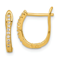Sterling Silver Gold-tone Polished CZ Hoop Earrings