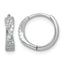 Sterling Silver Rhodium-plated Polished CZ -X- Round Hinged Hoop Earrings