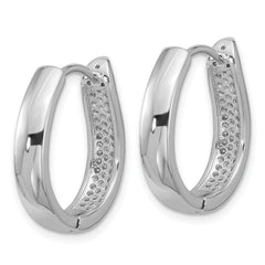 Sterling Silver Rhodium-plated CZ Polished Curved Hinged Hoop Earrings