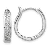 Sterling Silver Rhodium-plated CZ Polished Curved Hinged Hoop Earrings