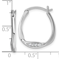 Sterling Silver Rhodium-plated CZ Polished Twist Hoop Earrings