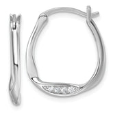 Sterling Silver Rhodium-plated CZ Polished Twist Hoop Earrings
