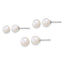 Sterling Silver Rhodium-plated 5-6mm/6-7mm/7-8mm Round White Freshwater Cultured Pearl Post Earring Set