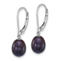 Sterling Silver Rhodium-plated 7-8mm Rice White and Black Freshwater Cultured Pearl 2-piece Enhancer and Leverback Earring Set