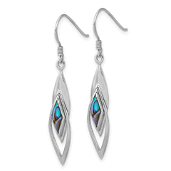 Sterling Silver Rhodium-plated Polished Abalone Fancy Dangle Shepherd Hook Earrings