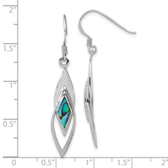 Sterling Silver Rhodium-plated Polished Abalone Fancy Dangle Shepherd Hook Earrings