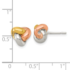 Sterling Silver Gold-tone and Rose-tone Polished Love Knot Post Earrings
