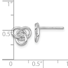 Sterling Silver Rhodium-plated Polished CZ Trinity Knot Post Earrings