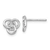 Sterling Silver Rhodium-plated Polished CZ Trinity Knot Post Earrings