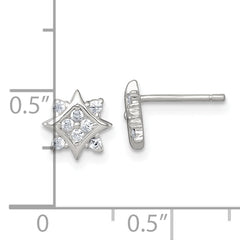 Sterling Silver Polished CZ Star Post Earrings