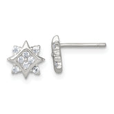 Sterling Silver Polished CZ Star Post Earrings