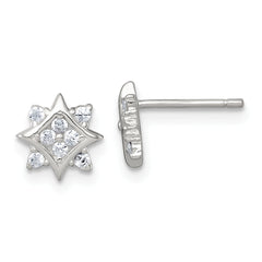 Sterling Silver Polished CZ Star Post Earrings