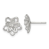 Sterling Silver Polished Flower Post Earrings