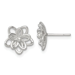 Sterling Silver Polished Flower Post Earrings