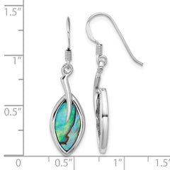Sterling Silver Rhodium-plated Polished Abalone Leaf Dangle Shepherd Hook Earrings