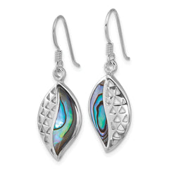 Sterling Silver Rhodium-plated Polished Abalone Leaf Dangle Shepherd Hook Earrings