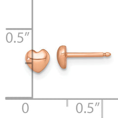 Sterling Silver Rose-tone Polished Heart Childrens Post Earrings