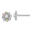 Sterling Silver Rhodium-plated Polished Green, Pink, Blue and Purple CZ and Freshwater Cultured Pearl Flower Post Earrings