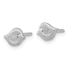 Sterling Silver Rhodium-plated Brushed Little Bird Post Earrings
