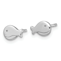 Sterling Silver Rhodium-plated Polished Whale Post Earrings