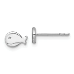 Sterling Silver Rhodium-plated Polished Whale Post Earrings