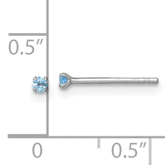 Sterling Silver Madi K Rhodium-plated 2.00mm Blue CZ Childrens Stud Post Earrings