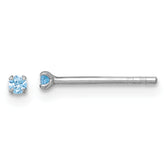 Sterling Silver Madi K Rhodium-plated 2.00mm Blue CZ Childrens Stud Post Earrings