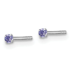 Sterling Silver Madi K Rhodium-plated 2.00mm Purple CZ Childrens Stud Post Earrings