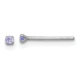 Sterling Silver Madi K Rhodium-plated 2.00mm Purple CZ Childrens Stud Post Earrings