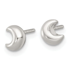 Sterling Silver Polished Puffed Moon Childrens Post Earrings