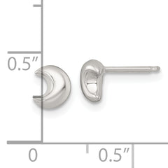 Sterling Silver Polished Puffed Moon Childrens Post Earrings