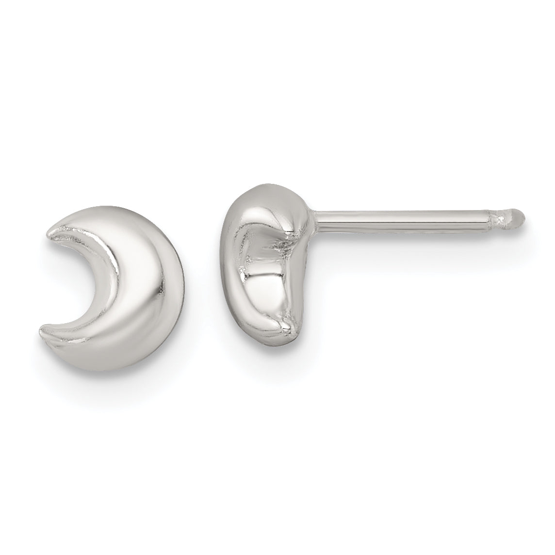 Sterling Silver Polished Puffed Moon Childrens Post Earrings