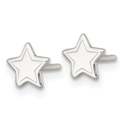Sterling Silver Polished and Grooved Star Childrens Post Earrings