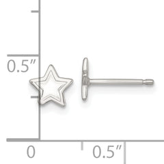 Sterling Silver Polished and Grooved Star Childrens Post Earrings