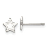 Sterling Silver Polished and Grooved Star Childrens Post Earrings