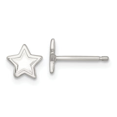 Sterling Silver Polished and Grooved Star Childrens Post Earrings