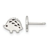 Sterling Silver Polished Black Enameled Porcupine Childrens Post Earrings