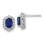 Sterling Silver Rhodium-plated Polished Lab Created Sapphire and CZ Oval Halo Post Earrings