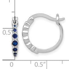 Sterling Silver Rhodium-plated Graduated Blue Lab Created Sapphire Hoop Earrings
