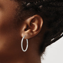 Sterling Silver 2mm Diamond Cut Hoop Earrings