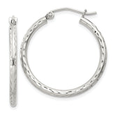 Sterling Silver 2mm Diamond Cut Hoop Earrings