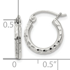 Sterling Silver 2mm Diamond Cut Hoop Earrings