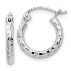 Sterling Silver 2mm Diamond Cut Hoop Earrings