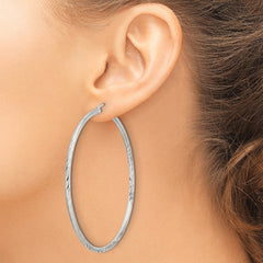 Sterling Silver 2.5mm Polished/Satin D/C Hoop Earrings