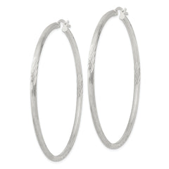 Sterling Silver 2.5mm Polished/Satin D/C Hoop Earrings